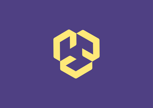 tripple letter C collection in hexagon circle illusion shape