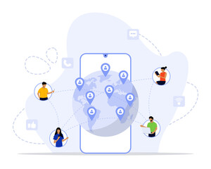 Online world concept illustration. Suitable for landing page, ui, web, App intro card, editorial, flyer, and banner.