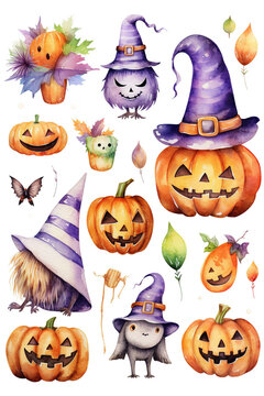halloween costume watercolor clipart cute isolate white background