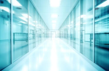 Long corridor of medical building in perspective 