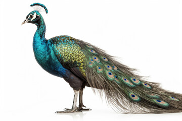 Obraz premium 孔雀 白背景 AI生成画像 ジェネレーティブAI