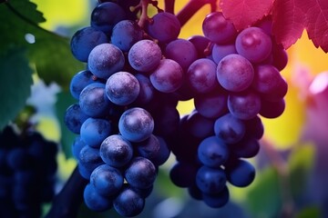 Fototapeta premium Purple Grapes On A Spring