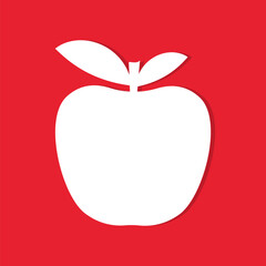White apple shape on red background flat illustration