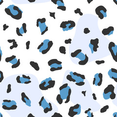 Fototapeta na wymiar Blue leopard animal print seamless pattern