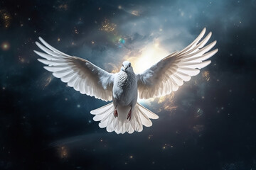 A dove spreading its wings in space - Generative AI