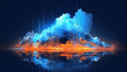 Obraz na płótnie Canvas Cloud technology with city projection, Generative A.i