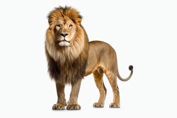 Fototapeta na wymiar Lion on White Background, Generative A.i