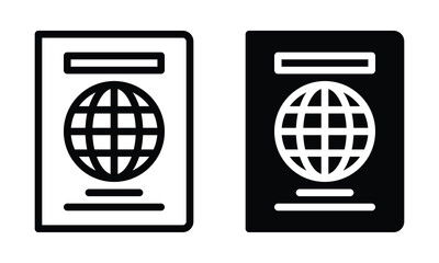 Passport icon with outline and glyph style.
