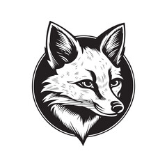 Obraz premium fox, vintage logo line art concept black and white color, hand drawn illustration