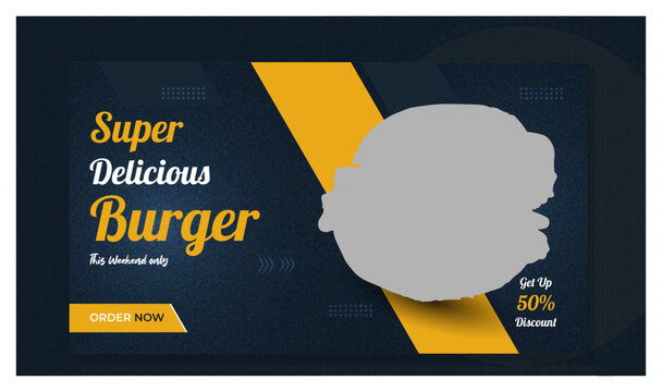 Delicious Burger Social media thumbnail Template and Healthy Special food menu Web Banner 