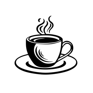 Coffee Cup Logo Monochrome Design Style