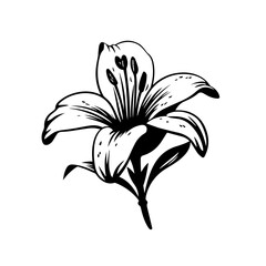 Lily Flower Logo Monochrome Design Style