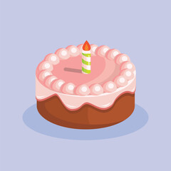 Cake Vector, Birthday Cake Pink Brown 