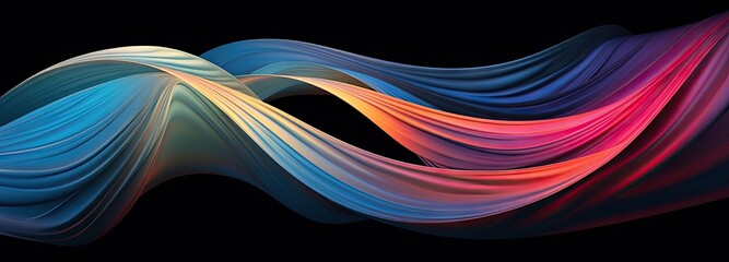 A colorful wave of light on a black background. Abstract background created with Generative Ai Technology