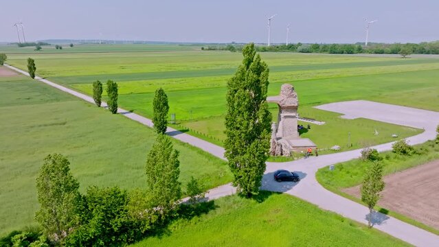 Heidentor, Old Roman Gate At Carnuntum, Austria On A Sunny Day - aerial shot