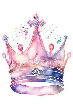 watercolor pink purple crown clip art preview