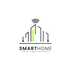 Obraz premium Smart home logo. Home logo, suitable for smart home logos, housing logos, or energy efficient home logos.