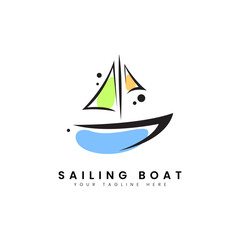 Sailing boat with minimalist colors for shipping logo