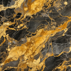 Hight resolution illustration of black and gold marble texture background. Ai Generated