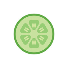Fototapeta premium Cucumber slice cross section with seeds flat color vector icon for food applications and websites