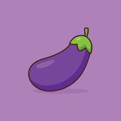 Eggplant cartoon, eggplant symbol. Isolated vegetable vector clip art illustration.