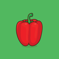 Red bell pepper flat vector illustration. red bell pepper cartoon vector illustration for graphic design and decorative element.