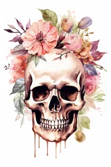 Printed kitchen splashbacks Aquarel Skull skull halloween watercolor clipart isolated on white background