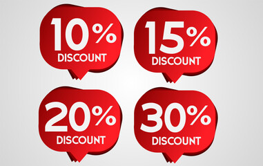 set of red balloons with different discounts on them