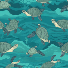 sea turtle tile pattern