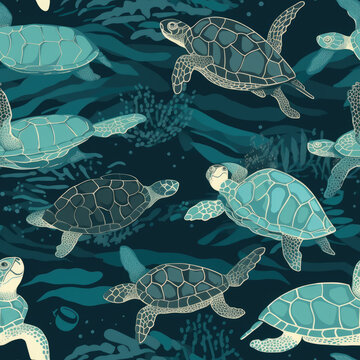 sea turtle tile pattern