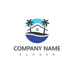 Palm house,Travel and hotel logo template