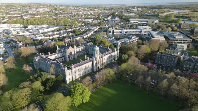 Cinematic Drone Shot Above National University of Galway, Ireland