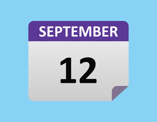 September 12th calendar icon vector. Concept of schedule. business and tasks. eps 10.