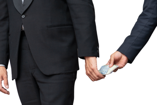 businessman or politic giving and receiving dirty bribe taking money bribery, isolated on a white background - Powered by Adobe