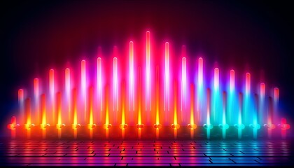 multicolored neon lights in a gradient formation. Generative ai