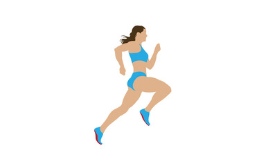 Fototapeta na wymiar A girl in a running pose on a white isolated background. Vector illustration.