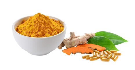 turmeric and capsules on transparent png