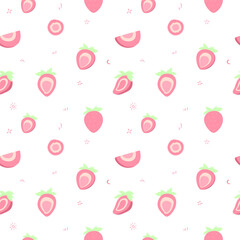 Cute strawberry seamless pattern vector illustration