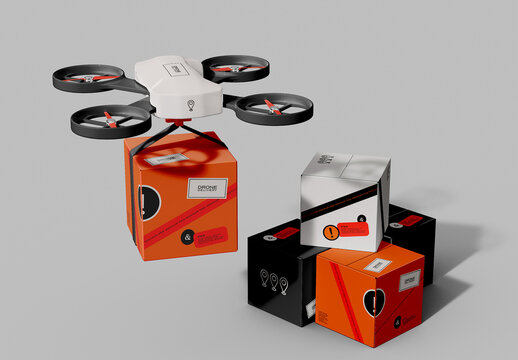 Delivery Drone Take a Carton Box for Delivery