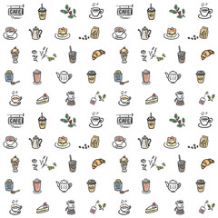 カフェメニューのイラスト　手描き　カラー　背景素材