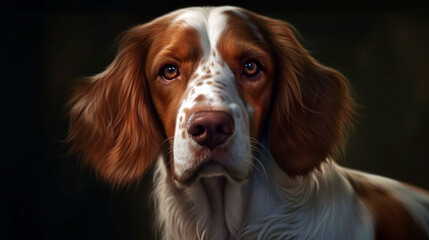 Adorable welsh springer spaniel dog breed in evening. Generative AI