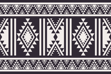 Southwest Navajo border black and white pattern. Vector traditional ethnic southwest border seamless pattern. Ethnic geometric black and white pattern use for textile, carpet, cushion, wallpaper, etc. - obrazy, fototapety, plakaty