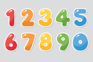 Colorful and playful numbers for kids, from zero to nine. Vector illustration.
