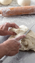 dough being cut