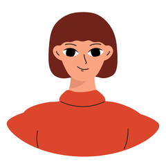 Positive emotions concept. Cartoon cute girlish face. Woman smile