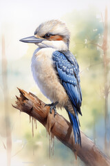 watercolor kookaburra, generative ai