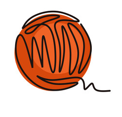 Single continuous line drawing of ball of yarn