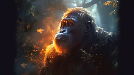 Orangutan in Magical Jungle Great Ape made with Generative AI