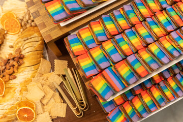 Delicates table with assortied organic dinner table