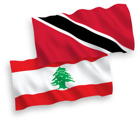Flags of Republic of Trinidad and Tobago and Lebanon on a white background